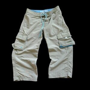 Y2K Elleven Cargo Capri Pants Sage Green Nylon Hiking Outdoor Sz 5